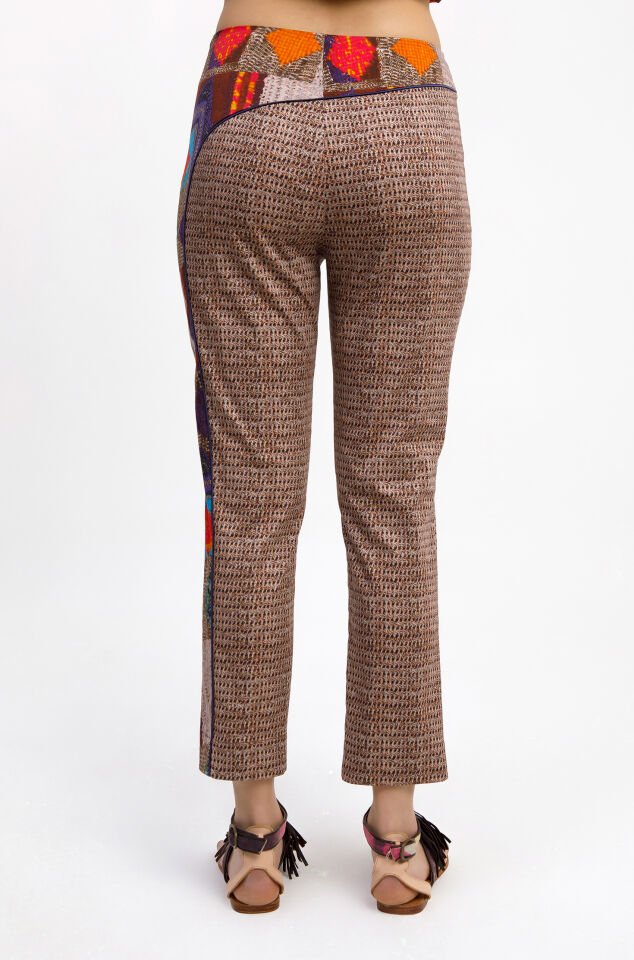 Desenli Slim-Fit Pantolon